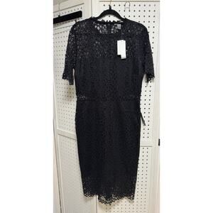 Black Lace Sheath Cocktail Dress Size Large, Love X Design, NWT - Pencil Fit
